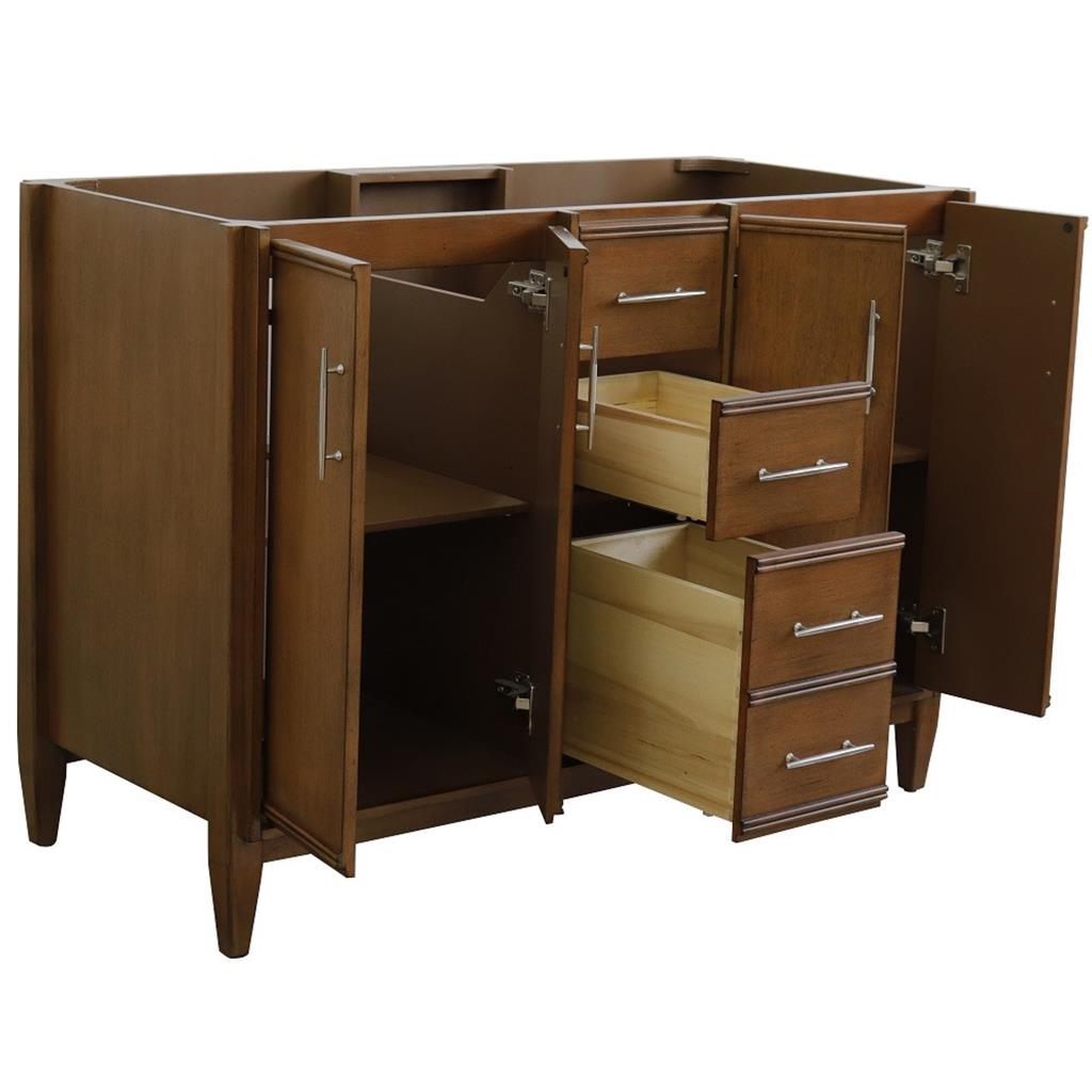 Bellaterra Home, MCM 48" Walnut Double Vanity, Cabinet Only, Cabinet Only (No Top)#top-options_cabinet-only-(no-top)-top