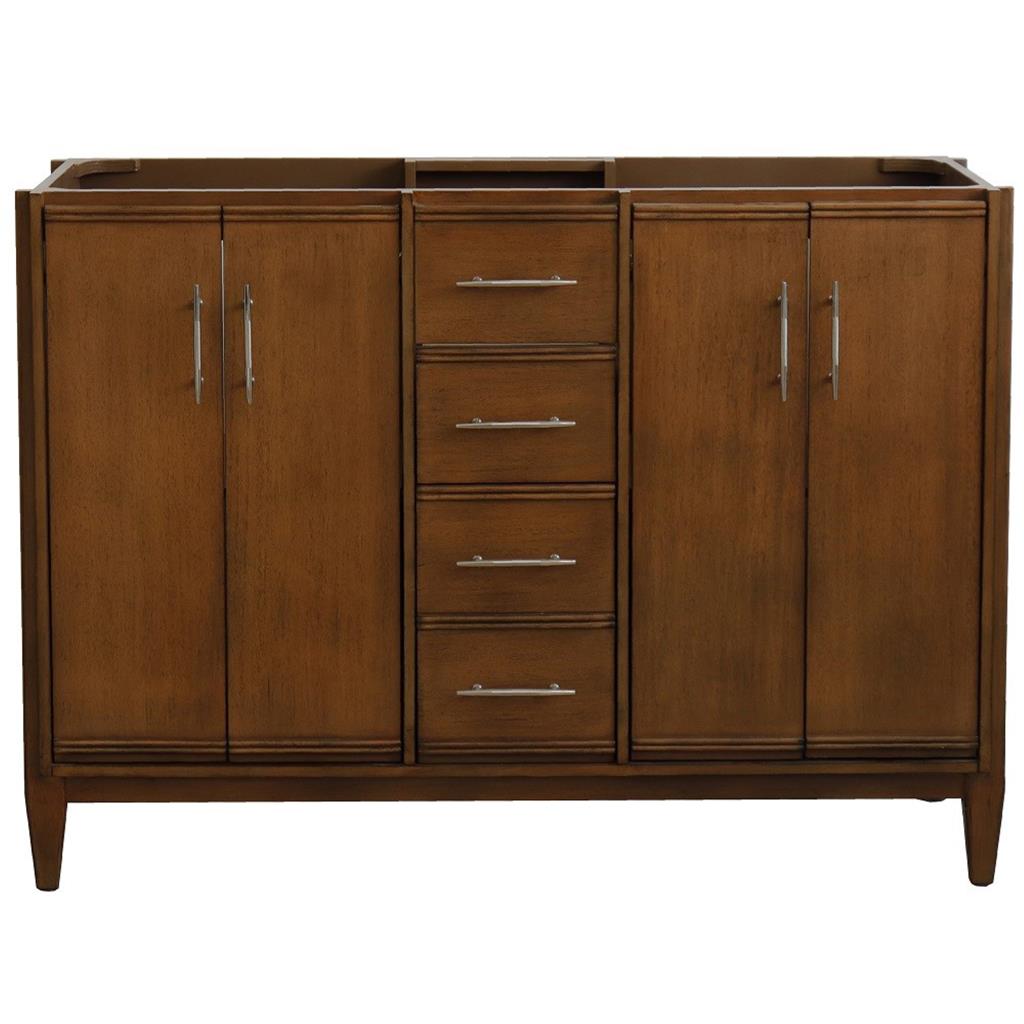 Bellaterra Home, MCM 48" Walnut Double Vanity, Cabinet Only, Cabinet Only (No Top)#top-options_cabinet-only-(no-top)-top