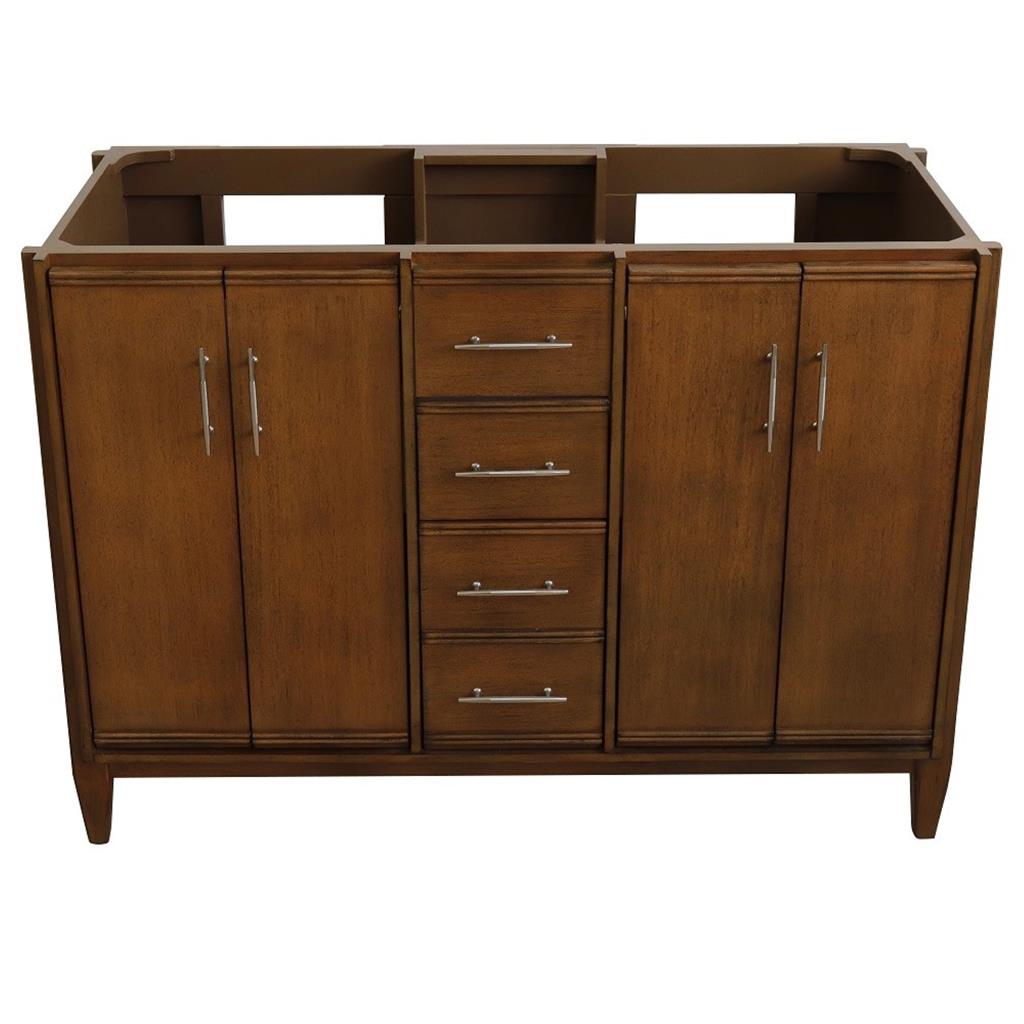 Bellaterra Home, MCM 48" Walnut Double Vanity, Cabinet Only, Cabinet Only (No Top)#top-options_cabinet-only-(no-top)-top