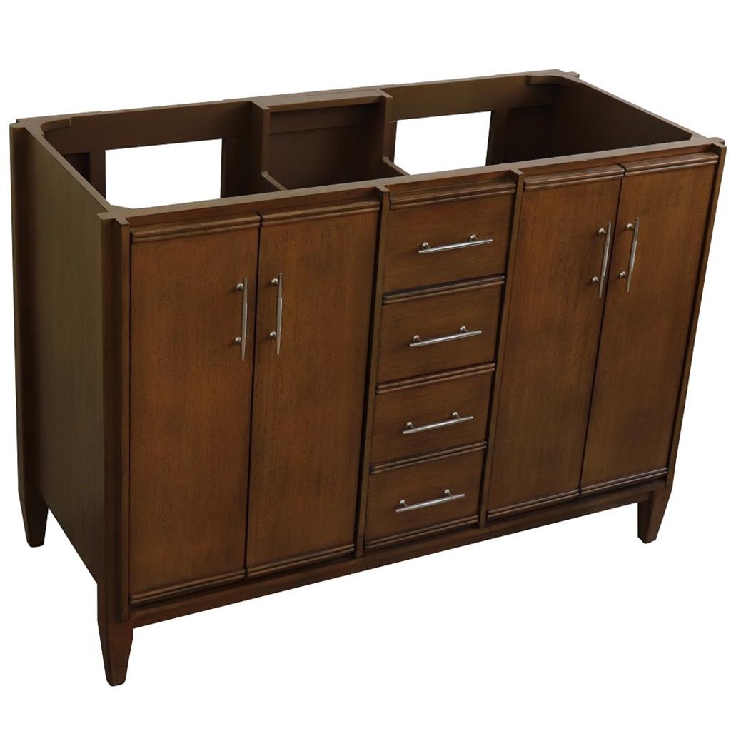 Bellaterra Home, MCM 48" Walnut Double Vanity, Cabinet Only, Cabinet Only (No Top)#top-options_cabinet-only-(no-top)-top