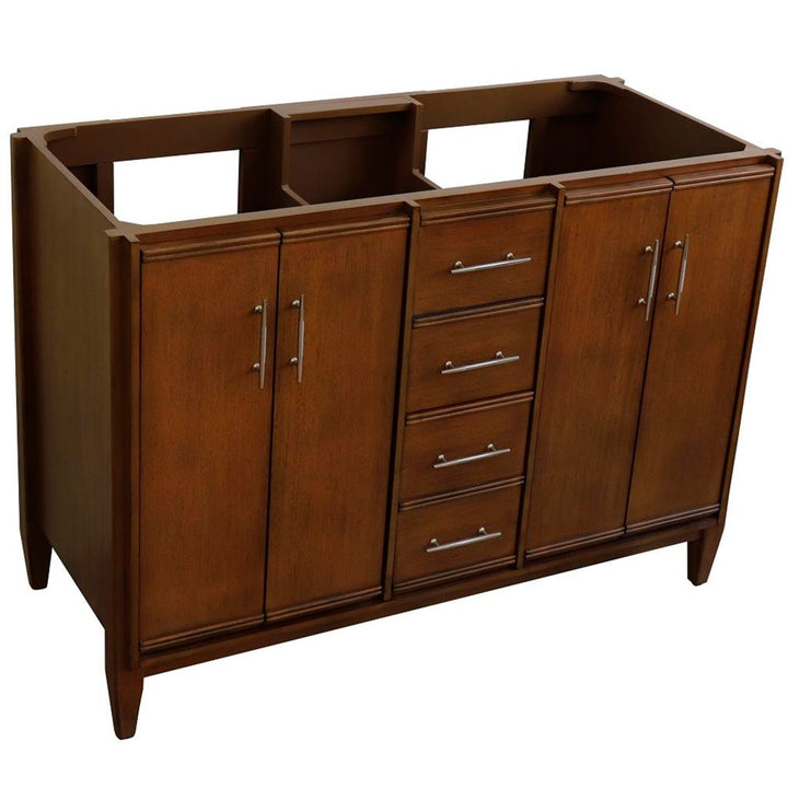Bellaterra Home, MCM 48" Walnut Double Vanity, Cabinet Only, Cabinet Only (No Top)#top-options_cabinet-only-(no-top)-top