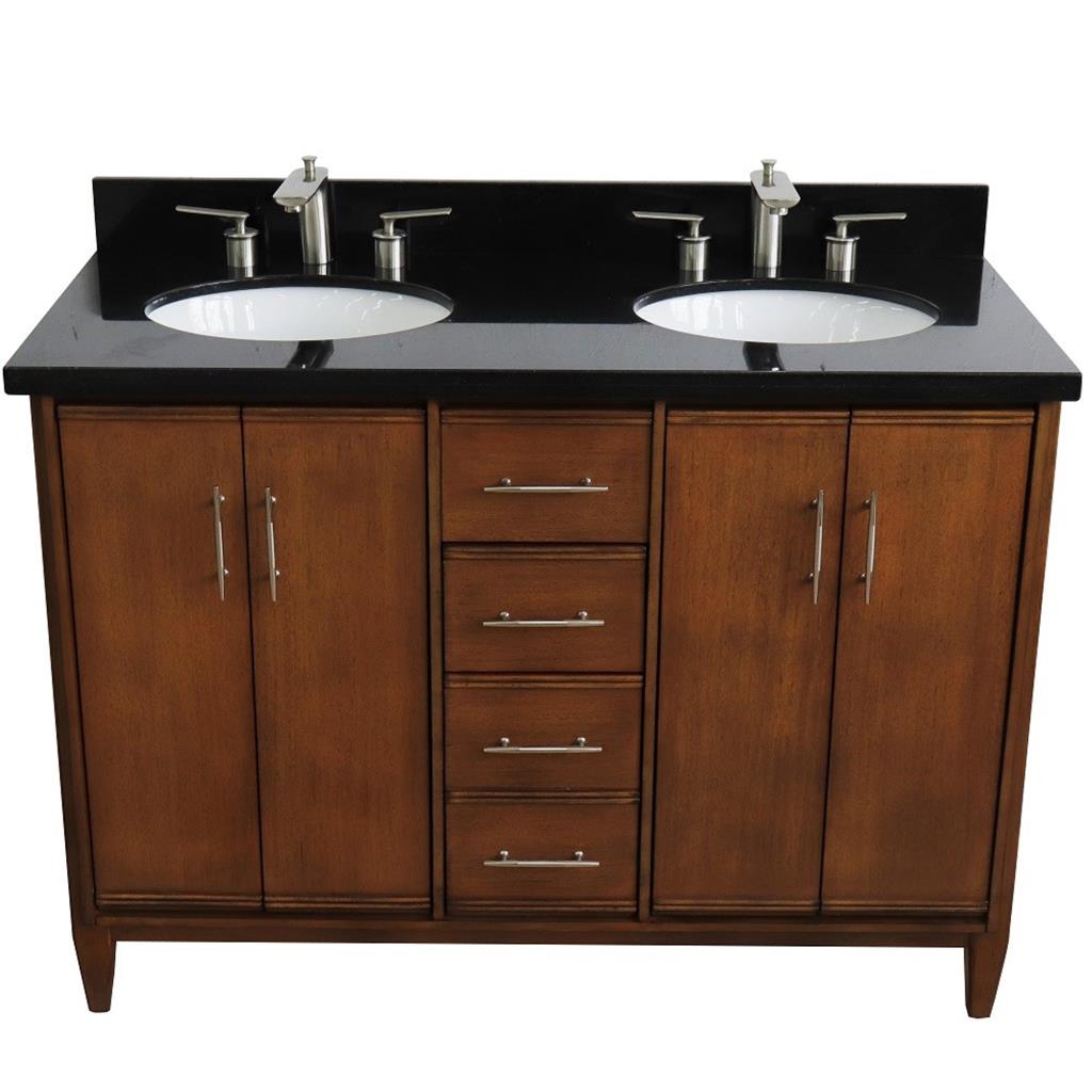 Bellaterra Home, MCM 49" Walnut Double Vanity, Oval Sink, Black Galaxy Granite#top-options_black-galaxy-granite-top