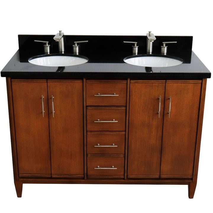Bellaterra Home, MCM 49" Walnut Double Vanity, Oval Sink, Black Galaxy Granite#top-options_black-galaxy-granite-top