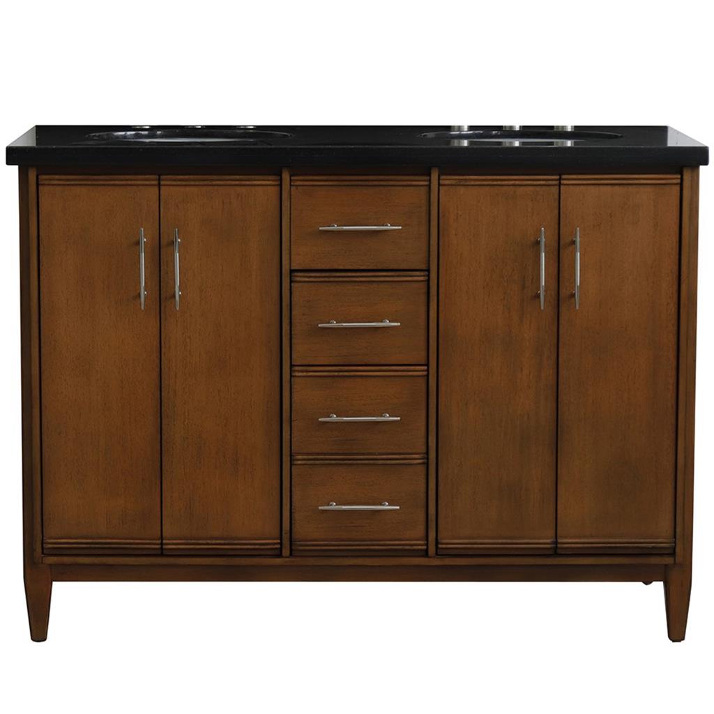 Bellaterra Home, MCM 49" Walnut Double Vanity, Oval Sink, Black Galaxy Granite#top-options_black-galaxy-granite-top