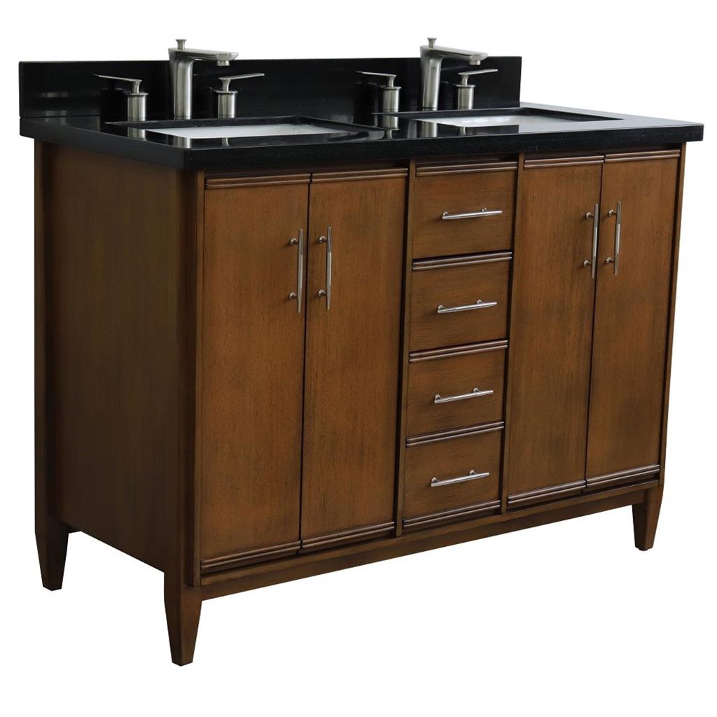 Bellaterra Home, MCM 49" Walnut Double Vanity, Rectangle Sink, Black Galaxy Granite#top-options_black-galaxy-granite-top