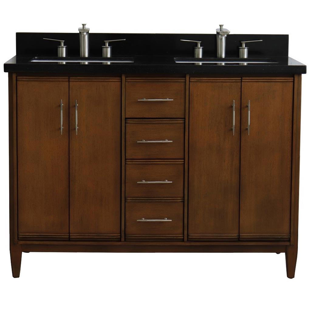 Bellaterra Home, MCM 49" Walnut Double Vanity, Rectangle Sink, Black Galaxy Granite#top-options_black-galaxy-granite-top