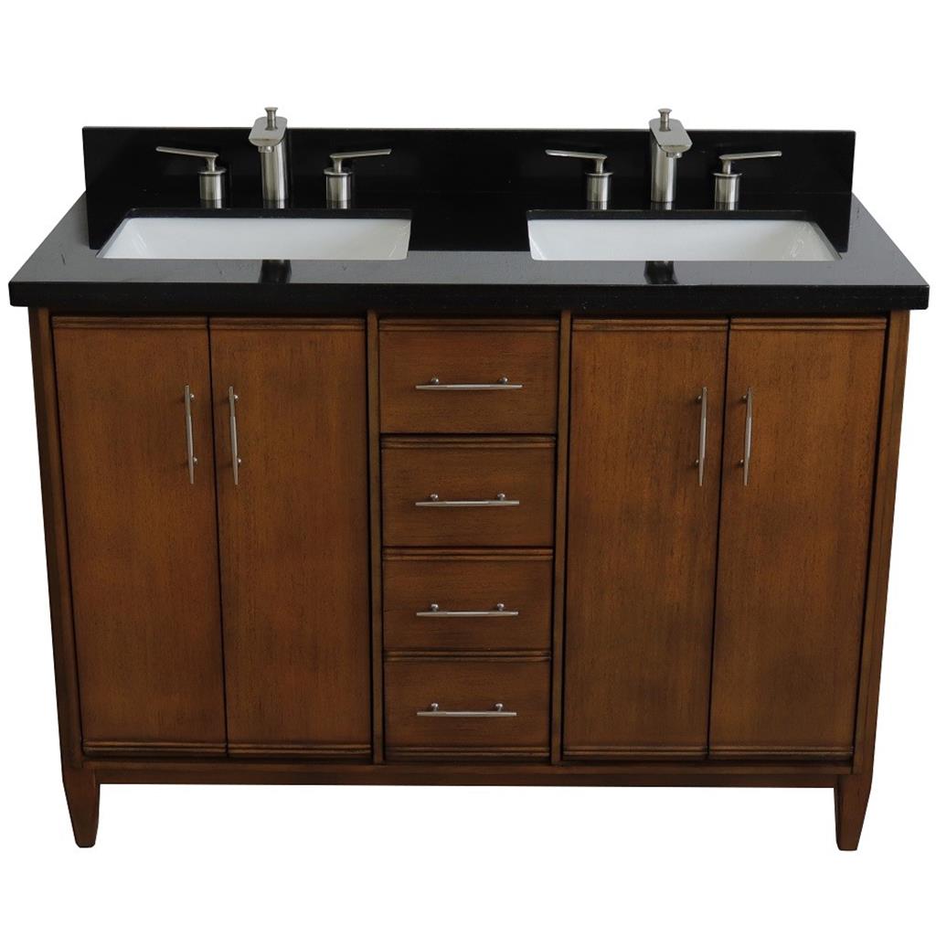 Bellaterra Home, MCM 49" Walnut Double Vanity, Rectangle Sink, Black Galaxy Granite#top-options_black-galaxy-granite-top