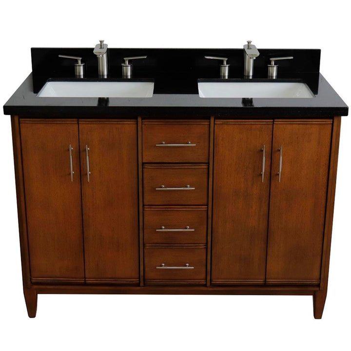Bellaterra Home, MCM 49" Walnut Double Vanity, Rectangle Sink, Black Galaxy Granite#top-options_black-galaxy-granite-top