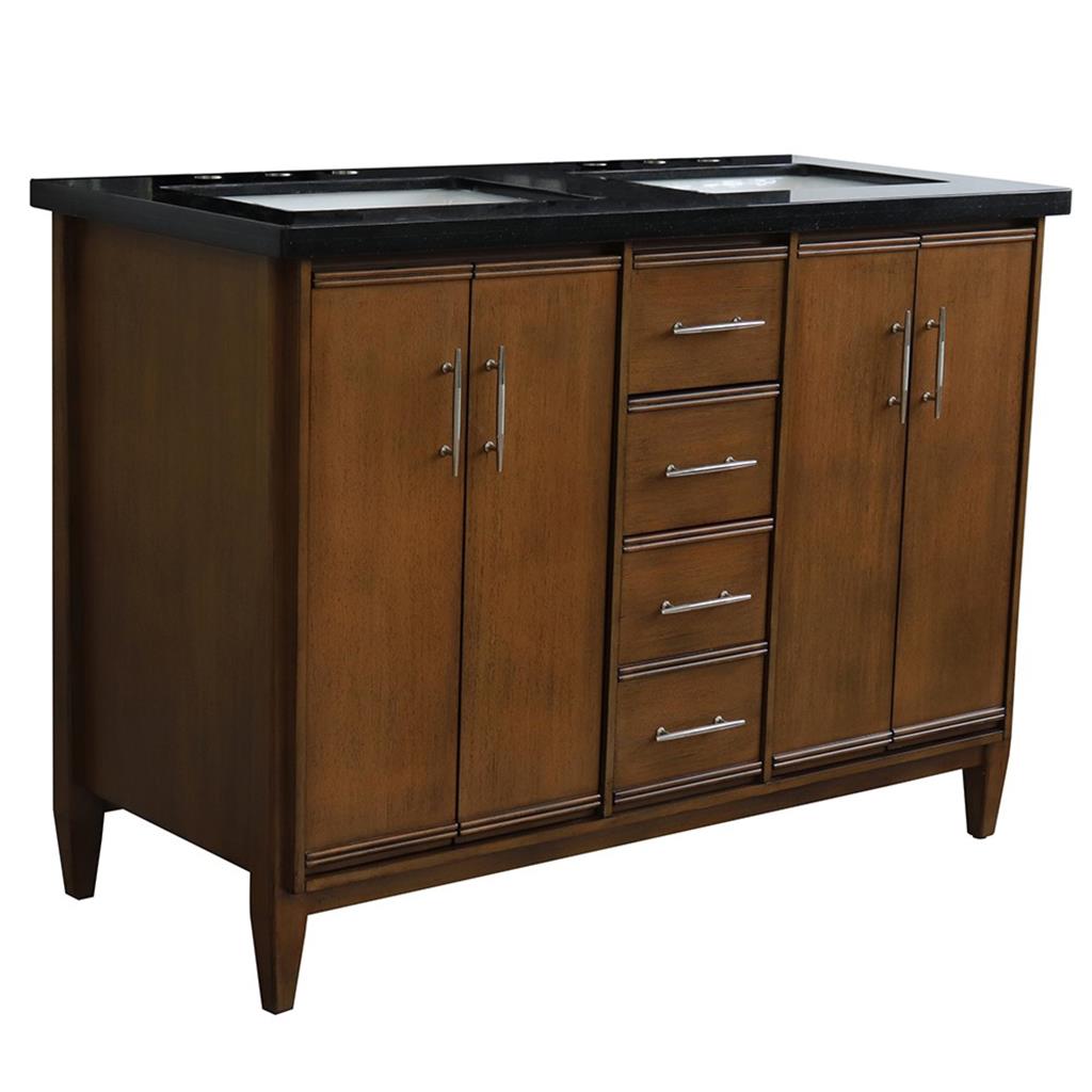Bellaterra Home, MCM 49" Walnut Double Vanity, Rectangle Sink, Black Galaxy Granite#top-options_black-galaxy-granite-top