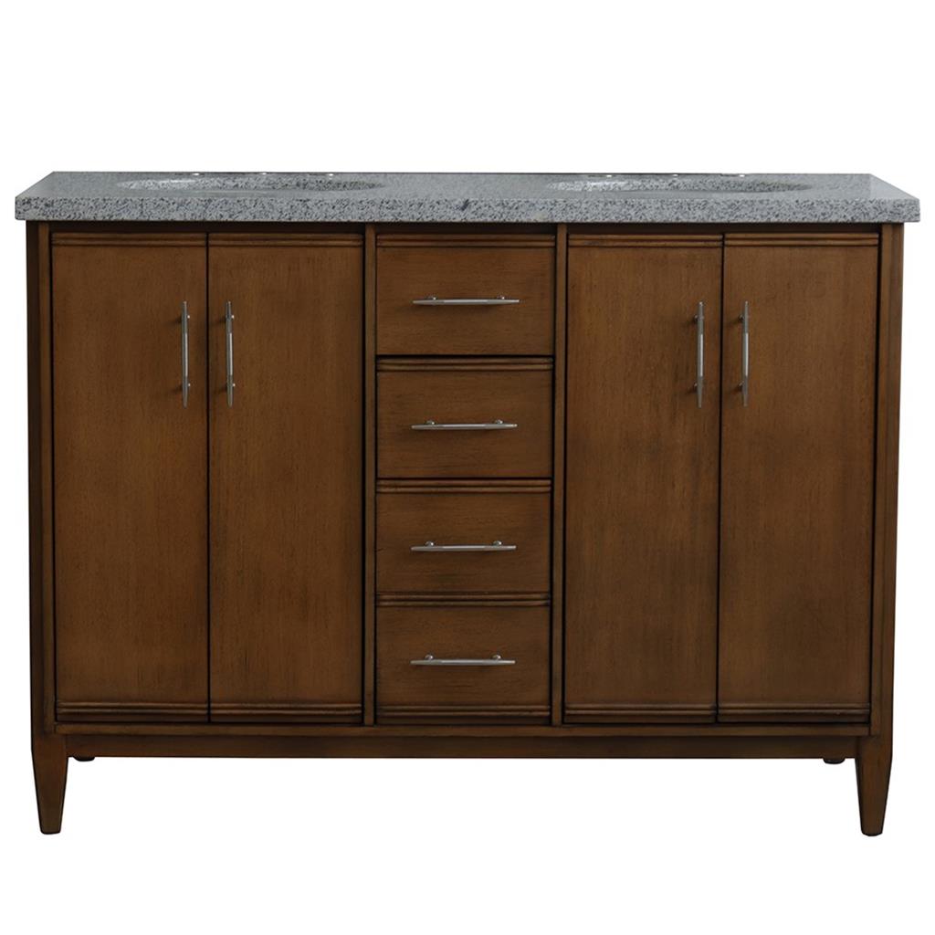 Bellaterra Home, MCM 49" Walnut Double Vanity, Oval Sink, Gray Granite#top-options_gray-granite-top