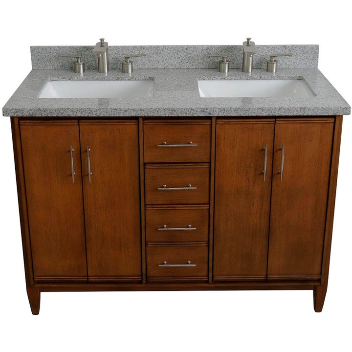 Bellaterra Home, MCM 49" Walnut Double Vanity, Rectangle Sink, Gray Granite#top-options_gray-granite-top