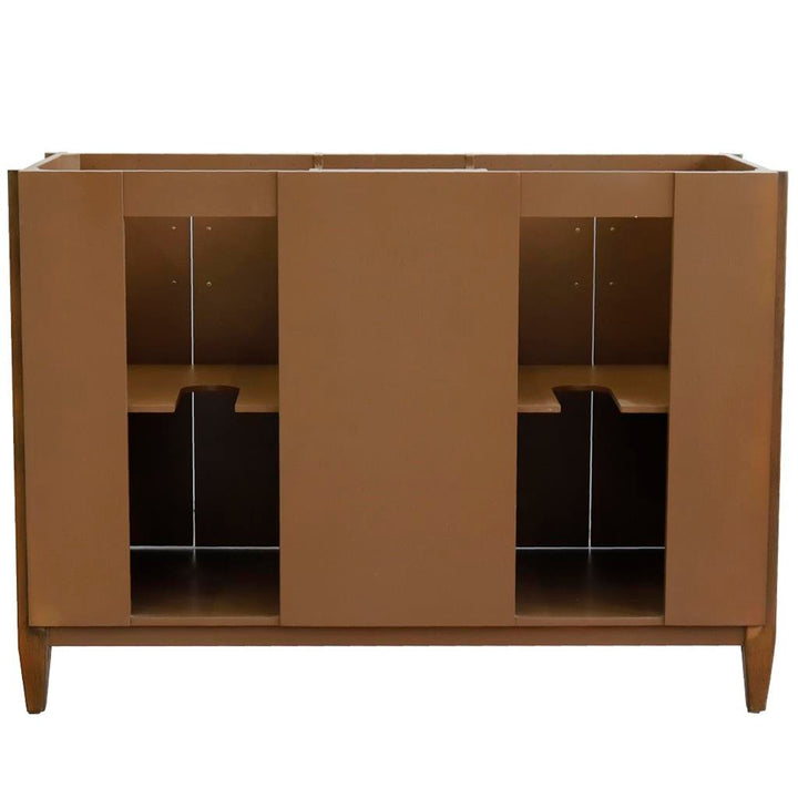 Bellaterra Home, MCM 49" Walnut Double Vanity, Rectangle Sink, White Quartz#top-options_white-quartz-top