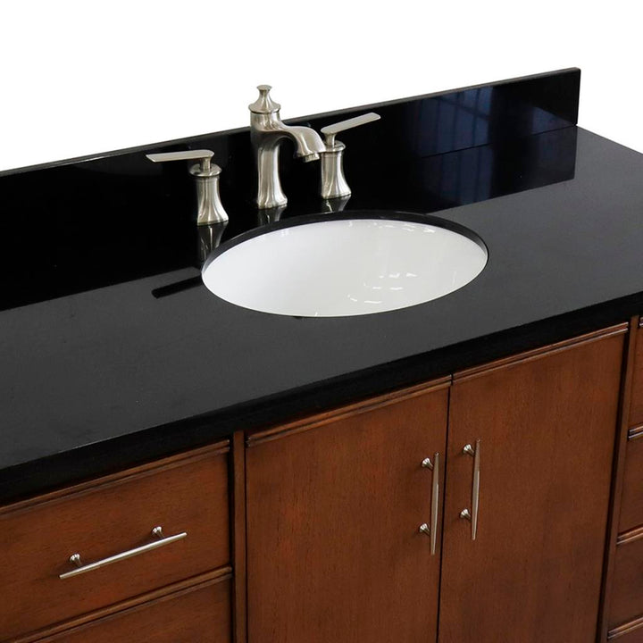 Bellaterra Home, MCM 49" Walnut Single Vanity, Oval Sink, Black Galaxy Granite#top-options_black-galaxy-granite-top