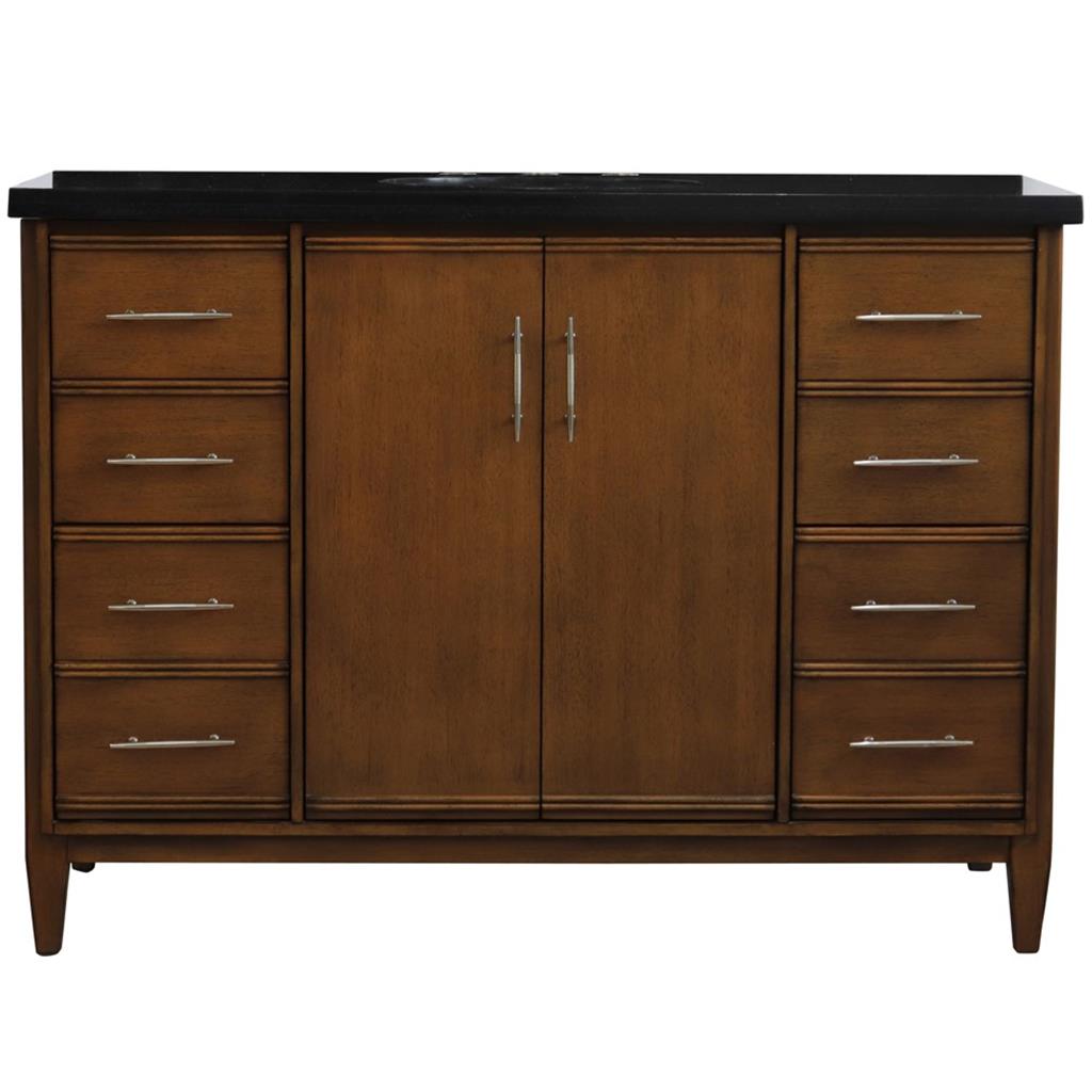 Bellaterra Home, MCM 49" Walnut Single Vanity, Oval Sink, Black Galaxy Granite#top-options_black-galaxy-granite-top