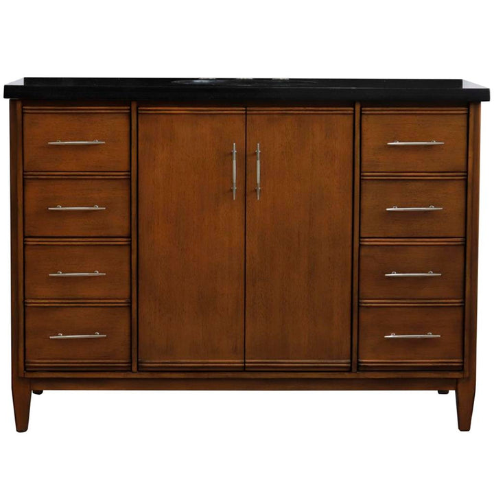 Bellaterra Home, MCM 49" Walnut Single Vanity, Oval Sink, Black Galaxy Granite#top-options_black-galaxy-granite-top