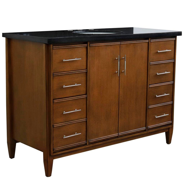 Bellaterra Home, MCM 49" Walnut Single Vanity, Oval Sink, Black Galaxy Granite#top-options_black-galaxy-granite-top