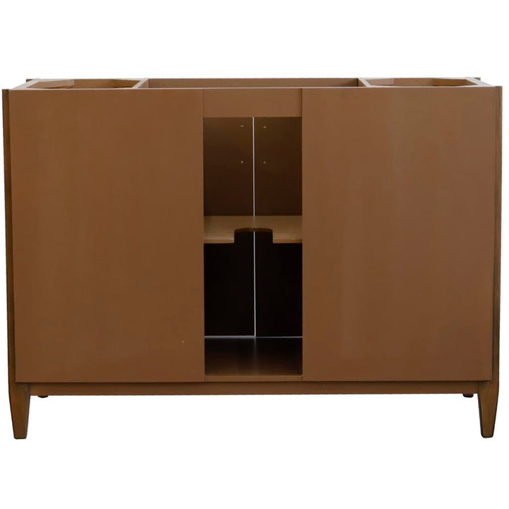 Bellaterra Home, MCM 49" Walnut Single Vanity, Oval Sink, White Carrara Marble#top-options_white-carrara-marble-top