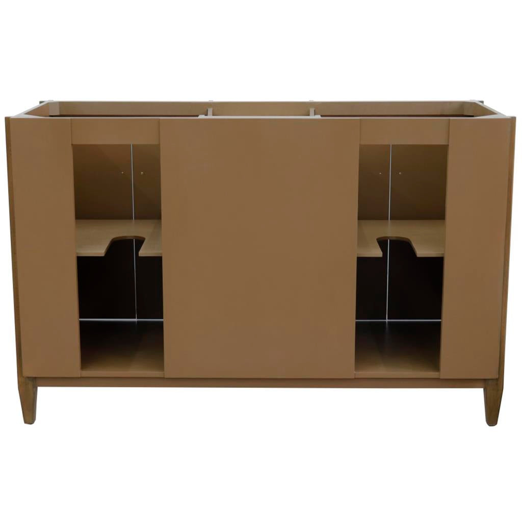 Bellaterra Home, MCM 55" Walnut Double Vanity, Rectangle Sink, White Carrara Marble#top-options_white-carrara-marble-top