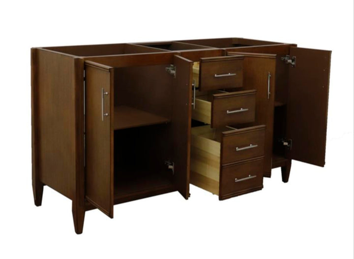 Bellaterra Home, MCM 60" Walnut Double Vanity, Cabinet Only, Cabinet Only (No Top)#top-options_cabinet-only-(no-top)-top