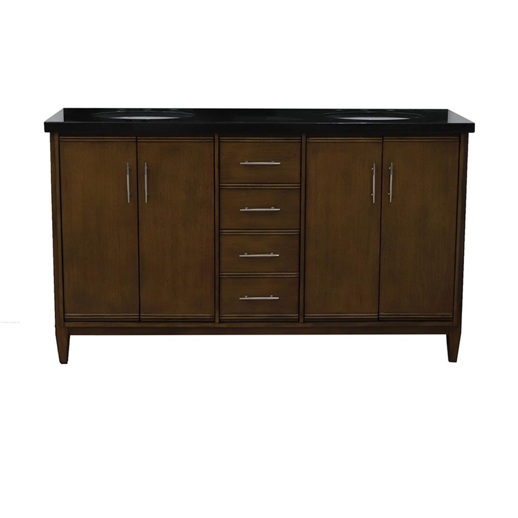 Bellaterra Home, MCM 61" Walnut Double Vanity, Oval Sink, Black Galaxy Granite#top-options_black-galaxy-granite-top