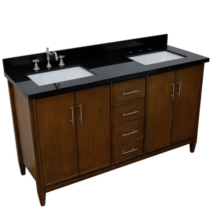 Bellaterra Home, MCM 61" Walnut Double Vanity, Rectangle Sink, Black Galaxy Granite#top-options_black-galaxy-granite-top