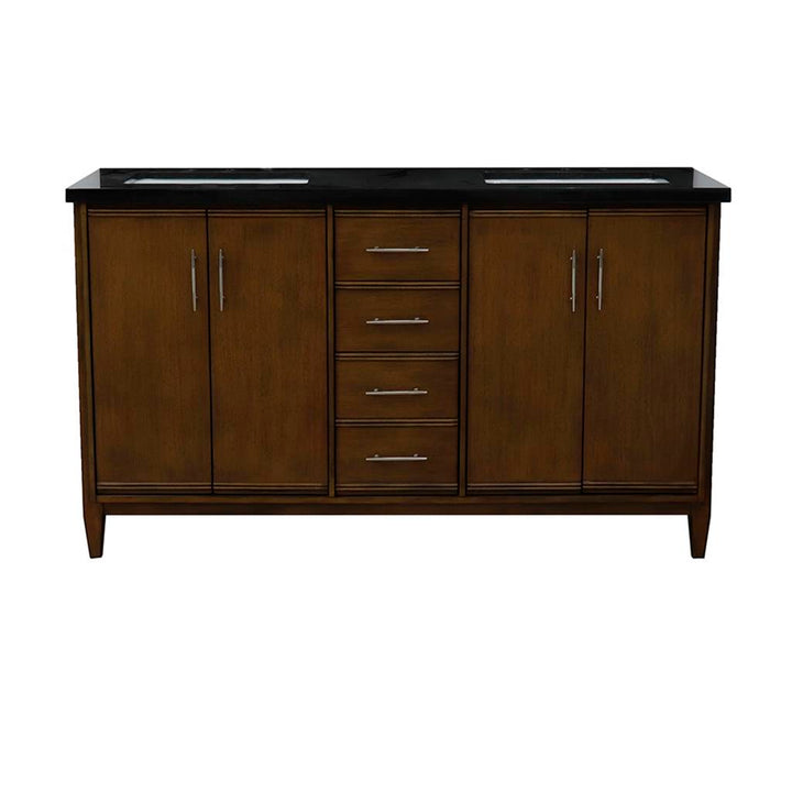 Bellaterra Home, MCM 61" Walnut Double Vanity, Rectangle Sink, Black Galaxy Granite#top-options_black-galaxy-granite-top