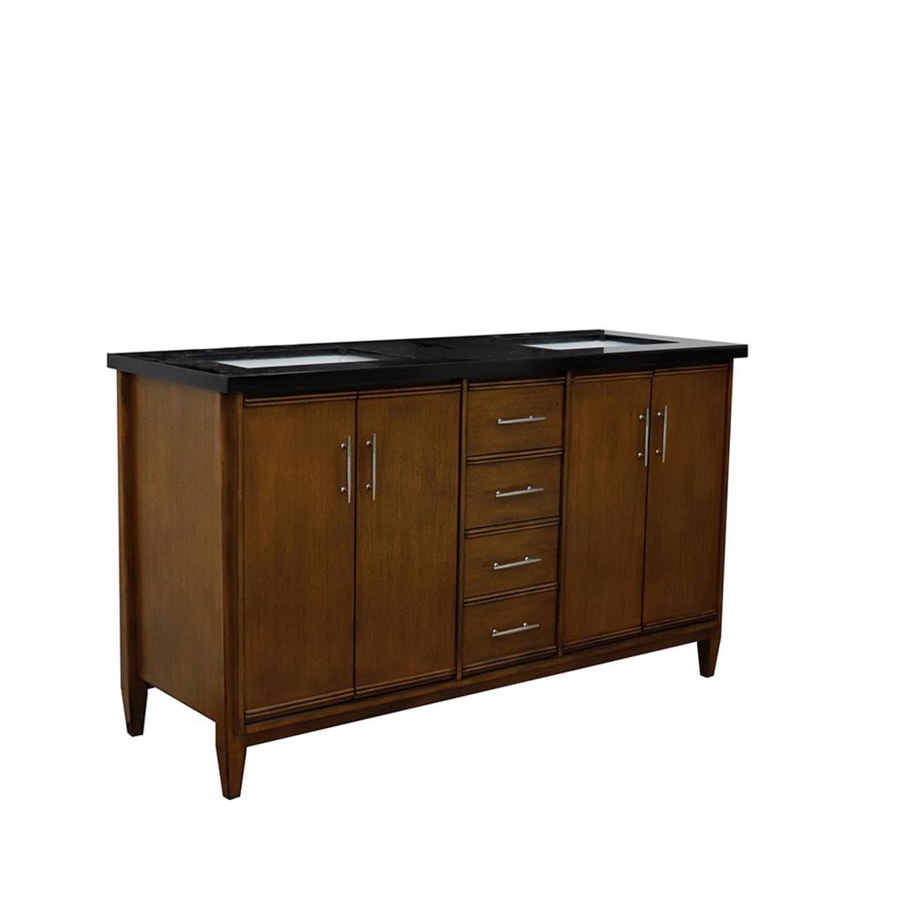 Bellaterra Home, MCM 61" Walnut Double Vanity, Rectangle Sink, Black Galaxy Granite#top-options_black-galaxy-granite-top