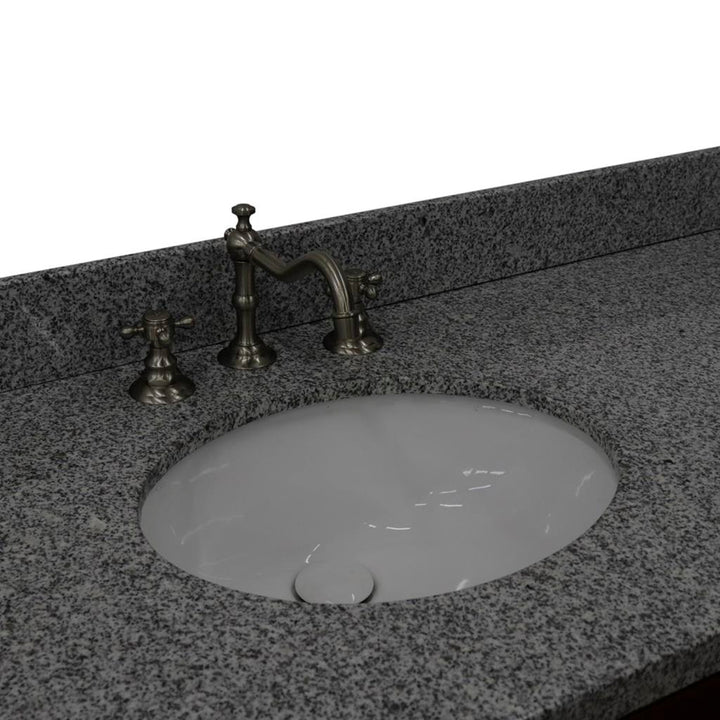 Bellaterra Home, MCM 61" Walnut Double Vanity, Oval Sink, Gray Granite#top-options_gray-granite-top
