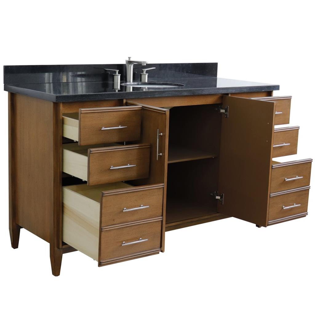Bellaterra Home, MCM 61" Walnut Single Vanity, Oval Sink, Black Galaxy Granite#top-options_black-galaxy-granite-top