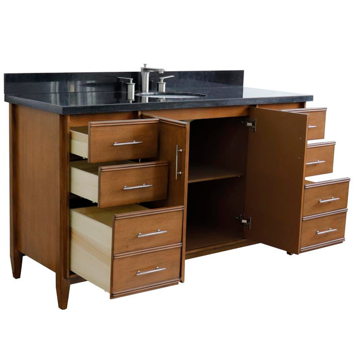 Bellaterra Home, MCM 61" Walnut Single Vanity, Oval Sink, Black Galaxy Granite#top-options_black-galaxy-granite-top