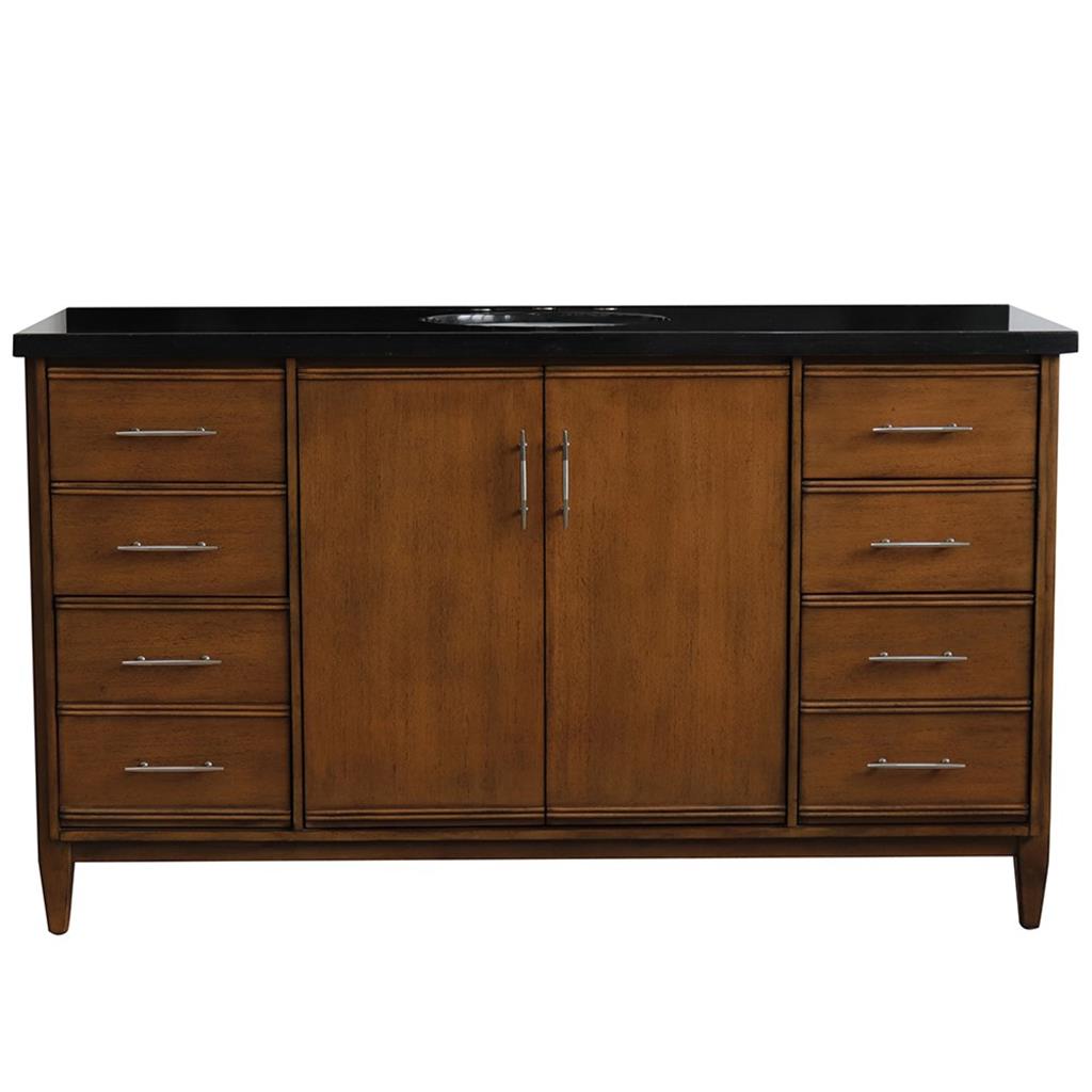 Bellaterra Home, MCM 61" Walnut Single Vanity, Oval Sink, Black Galaxy Granite#top-options_black-galaxy-granite-top