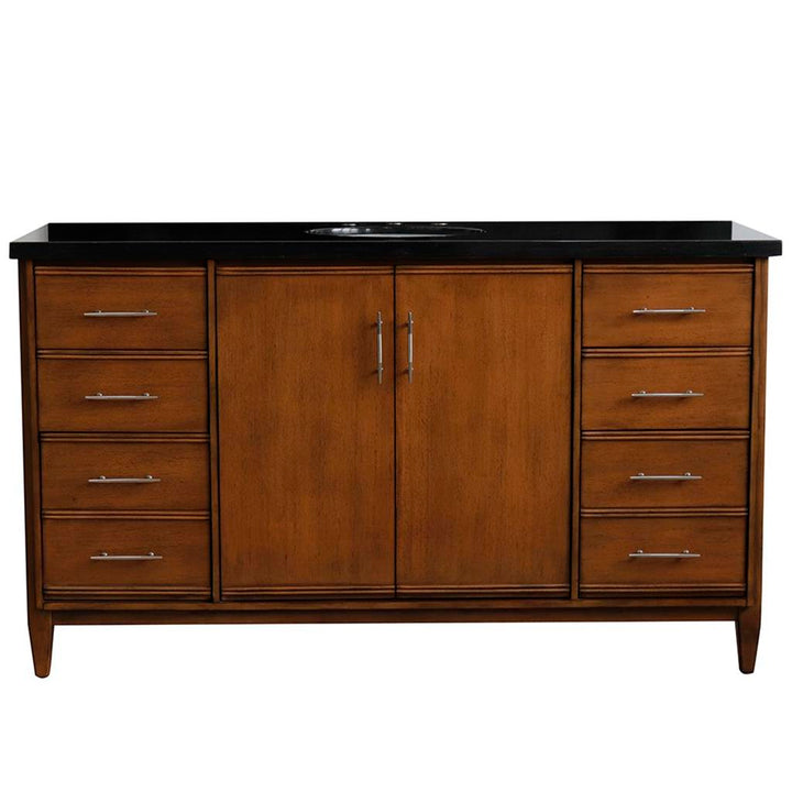 Bellaterra Home, MCM 61" Walnut Single Vanity, Oval Sink, Black Galaxy Granite#top-options_black-galaxy-granite-top
