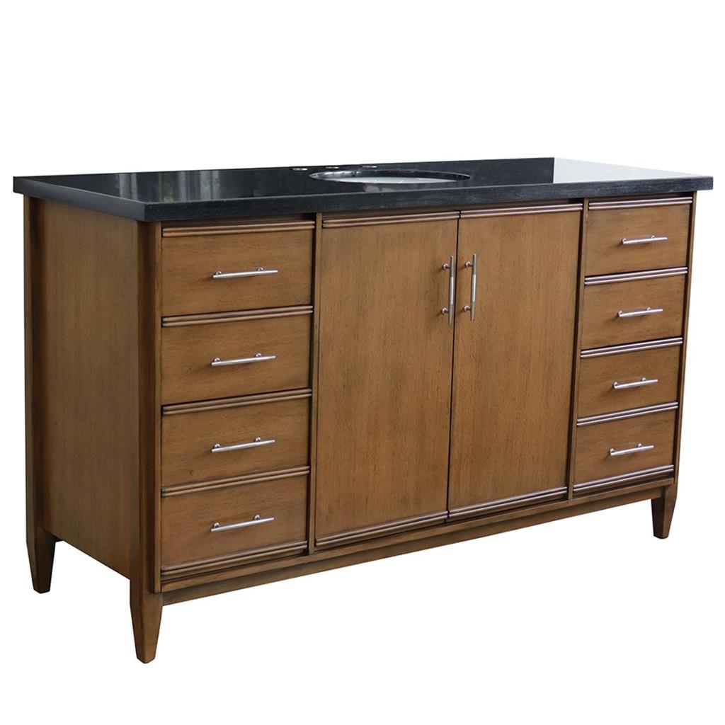 Bellaterra Home, MCM 61" Walnut Single Vanity, Oval Sink, Black Galaxy Granite#top-options_black-galaxy-granite-top
