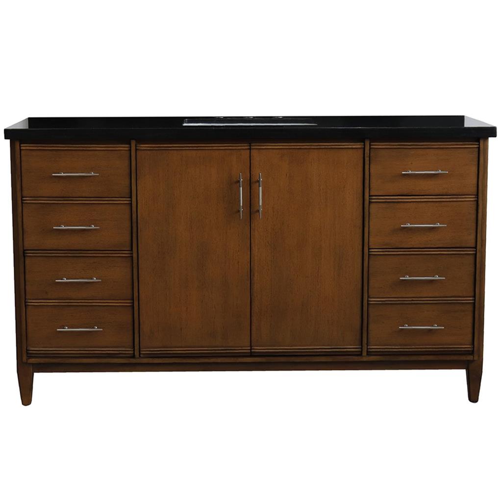 Bellaterra Home, MCM 61" Walnut Single Vanity, Rectangle Sink, Black Galaxy Granite#top-options_black-galaxy-granite-top