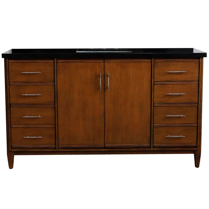Bellaterra Home, MCM 61" Walnut Single Vanity, Rectangle Sink, Black Galaxy Granite#top-options_black-galaxy-granite-top