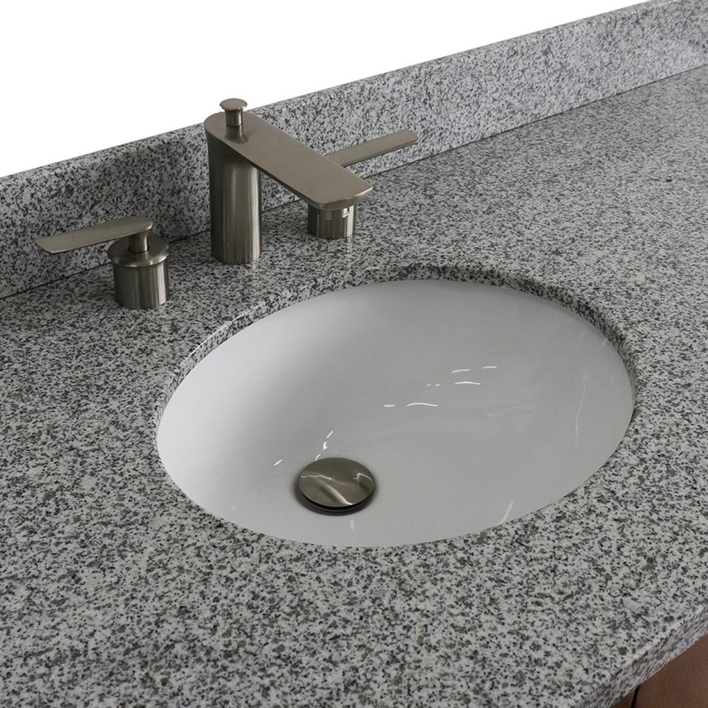 Bellaterra Home, MCM 61" Walnut Single Vanity, Oval Sink, Gray Granite#top-options_gray-granite-top