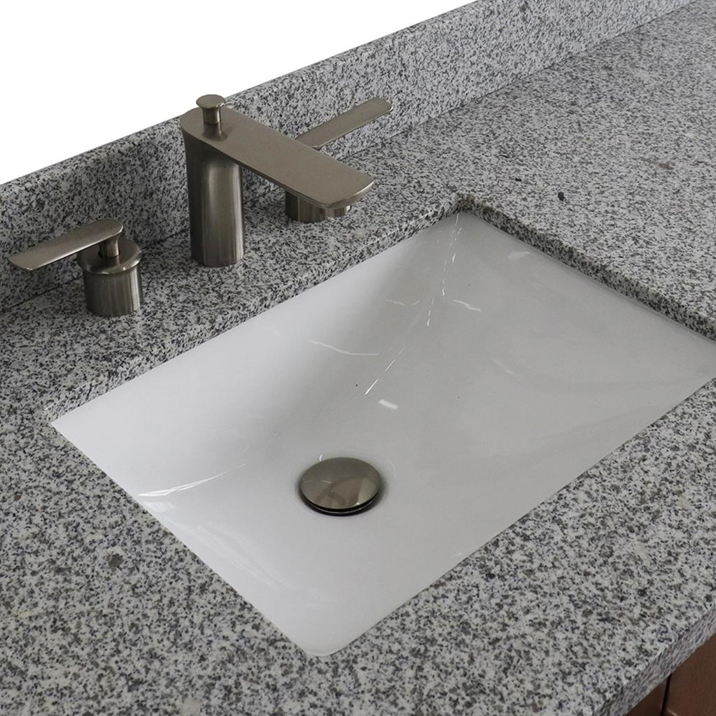 Bellaterra Home, MCM 61" Walnut Single Vanity, Rectangle Sink, Gray Granite#top-options_gray-granite-top