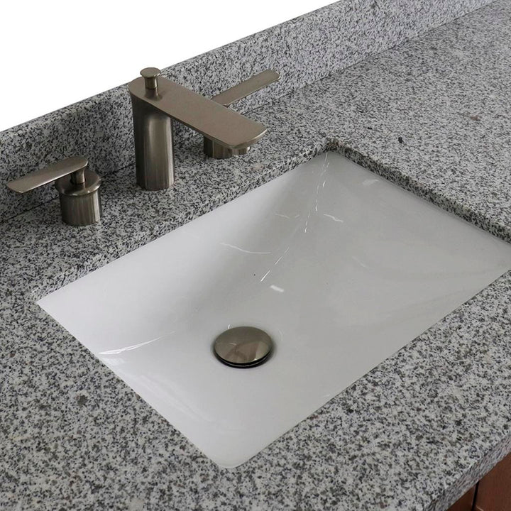 Bellaterra Home, MCM 61" Walnut Single Vanity, Rectangle Sink, Gray Granite#top-options_gray-granite-top