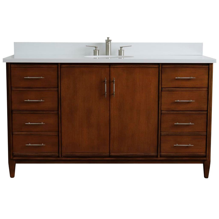 Bellaterra Home, MCM 61" Walnut Single Vanity, Oval Sink, White Quartz#top-options_white-quartz-top