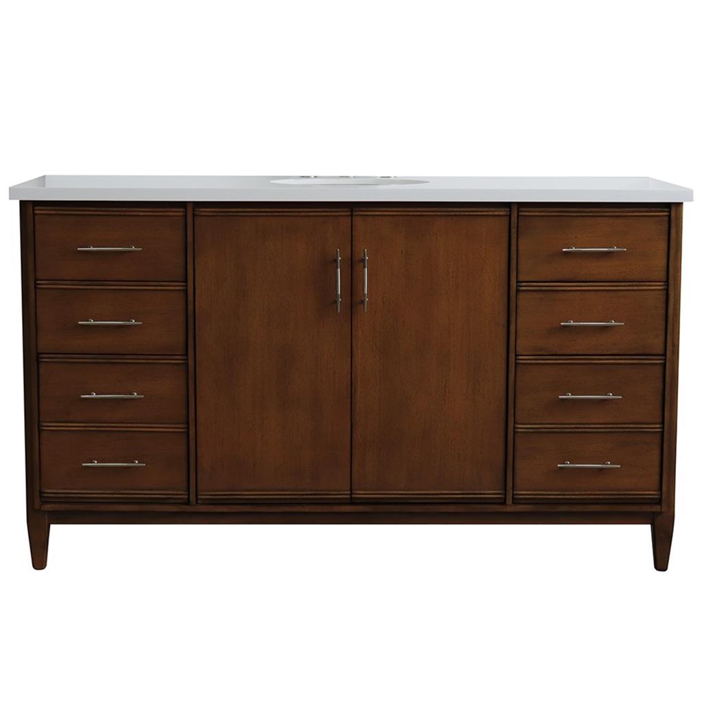 Bellaterra Home, MCM 61" Walnut Single Vanity, Oval Sink, White Quartz#top-options_white-quartz-top