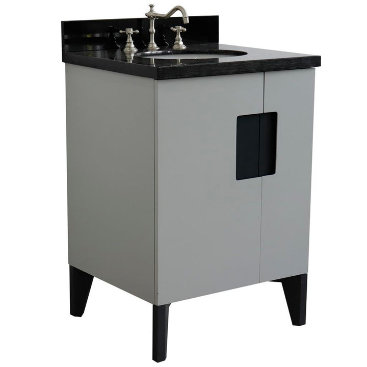 Bellaterra Home Kolb 25" Single Sink Vanity, Light Gray, Oval Sink, Black Galaxy Granite Top#top-options_black-galaxy-granite-top