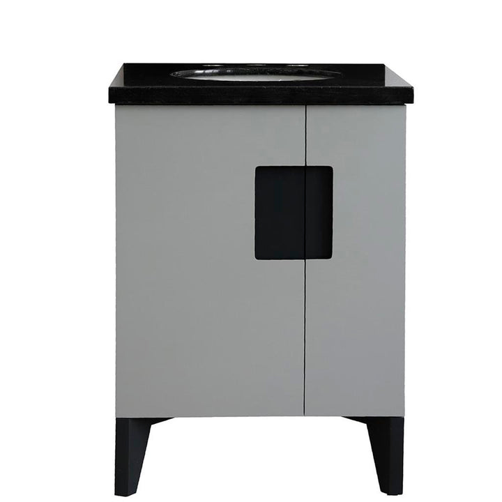 Bellaterra Home Kolb 25" Single Sink Vanity, Light Gray, Oval Sink, Black Galaxy Granite Top#top-options_black-galaxy-granite-top
