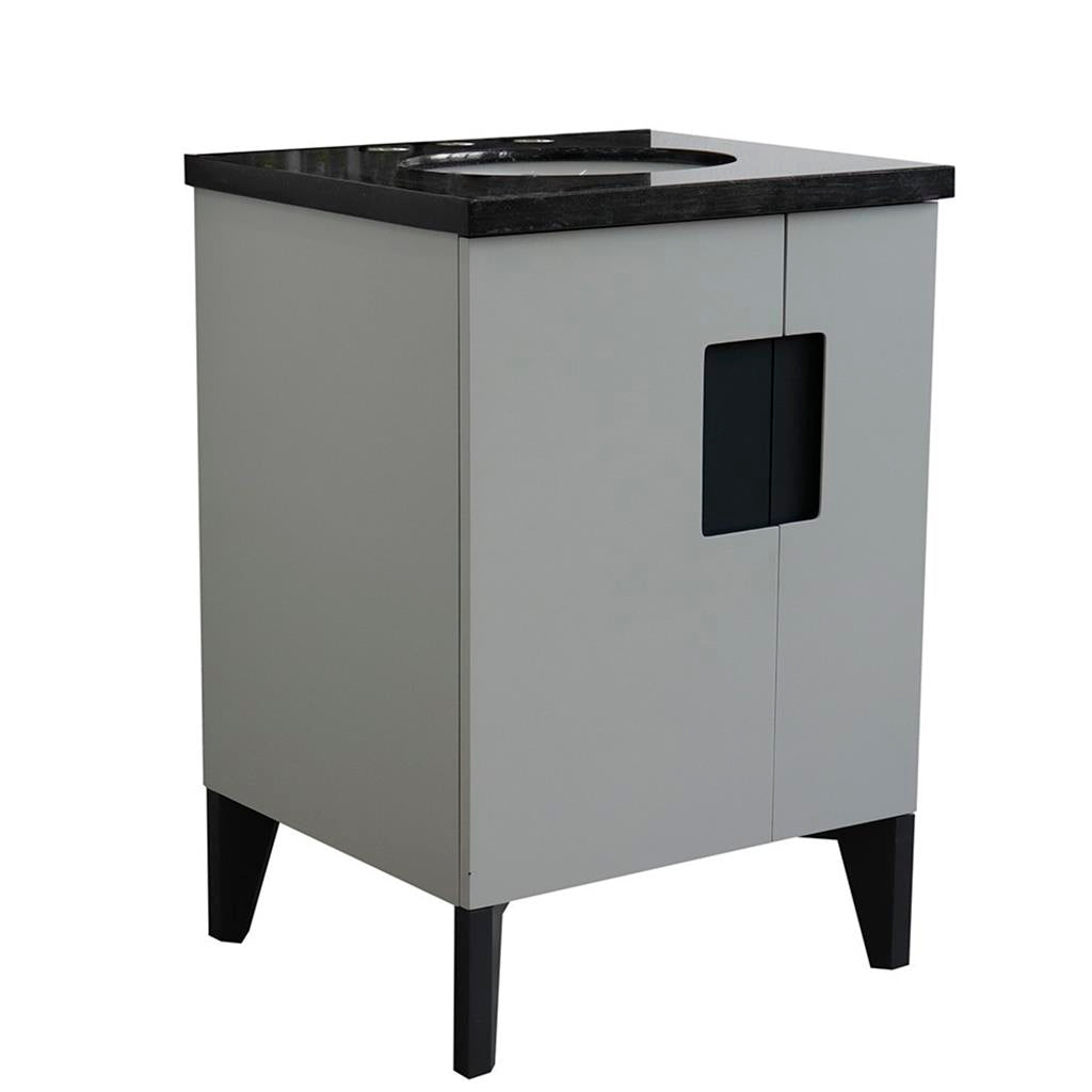 Bellaterra Home Kolb 25" Single Sink Vanity, Light Gray, Oval Sink, Black Galaxy Granite Top#top-options_black-galaxy-granite-top