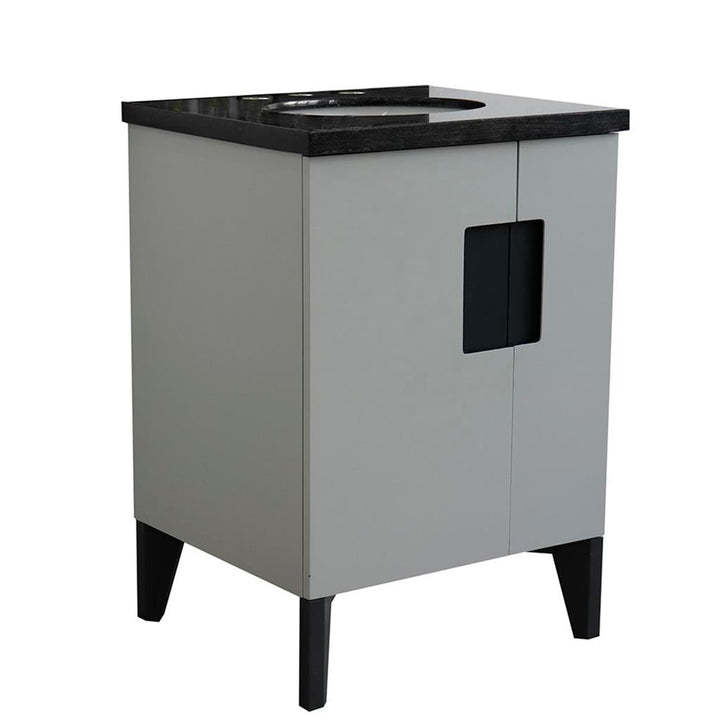 Bellaterra Home Kolb 25" Single Sink Vanity, Light Gray, Oval Sink, Black Galaxy Granite Top#top-options_black-galaxy-granite-top