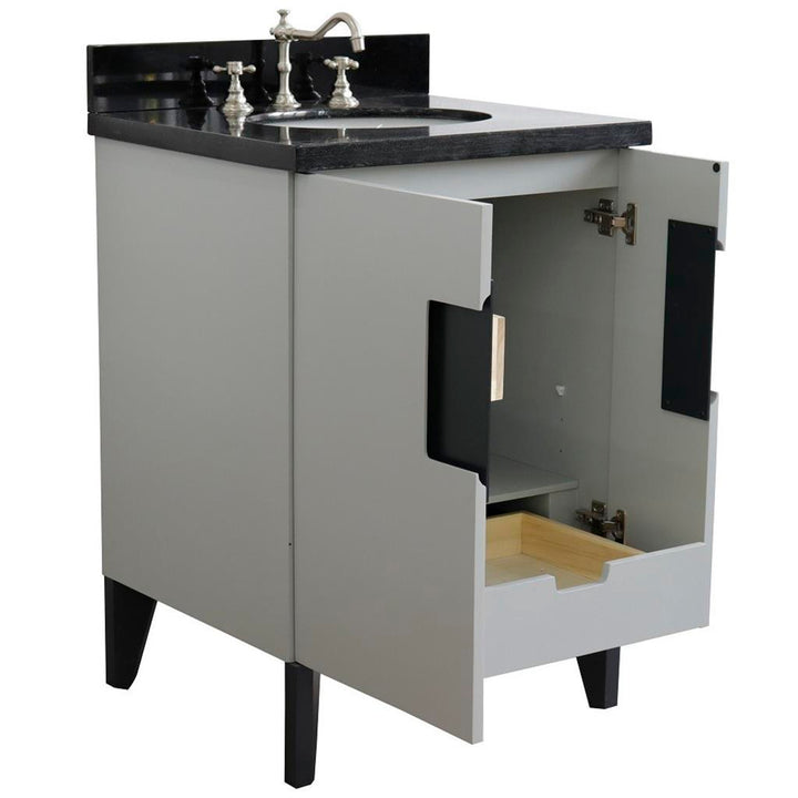 Bellaterra Home Kolb 25" Single Sink Vanity, Light Gray, Oval Sink, Black Galaxy Granite Top#top-options_black-galaxy-granite-top