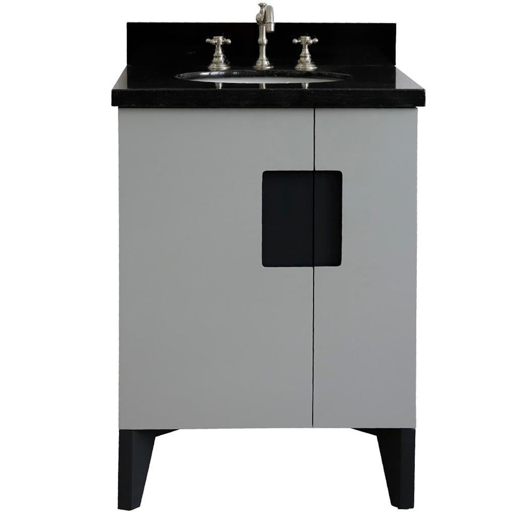 Bellaterra Home Kolb 25" Single Sink Vanity, Light Gray, Oval Sink, Black Galaxy Granite Top#top-options_black-galaxy-granite-top