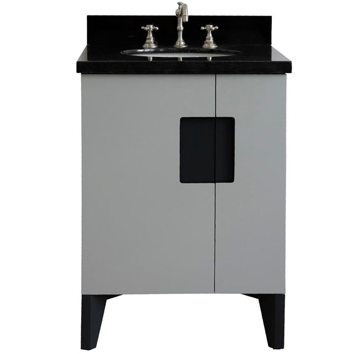 Bellaterra Home Kolb 25" Single Sink Vanity, Light Gray, Oval Sink, Black Galaxy Granite Top#top-options_black-galaxy-granite-top