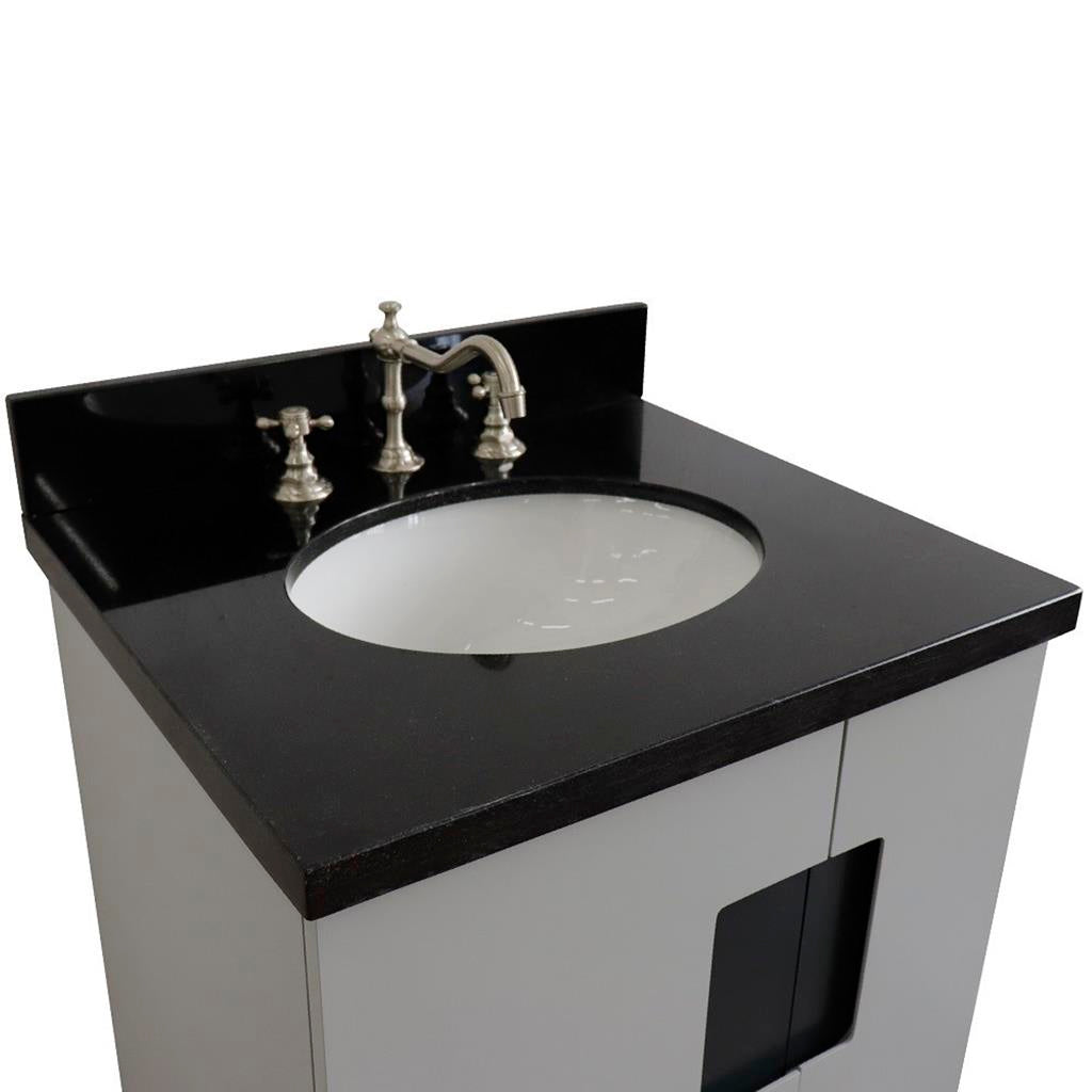 Bellaterra Home Kolb 25" Single Sink Vanity, Light Gray, Oval Sink, Black Galaxy Granite Top#top-options_black-galaxy-granite-top