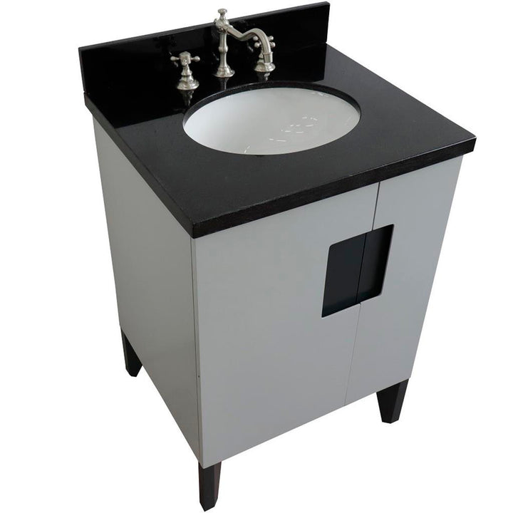 Bellaterra Home Kolb 25" Single Sink Vanity, Light Gray, Oval Sink, Black Galaxy Granite Top#top-options_black-galaxy-granite-top