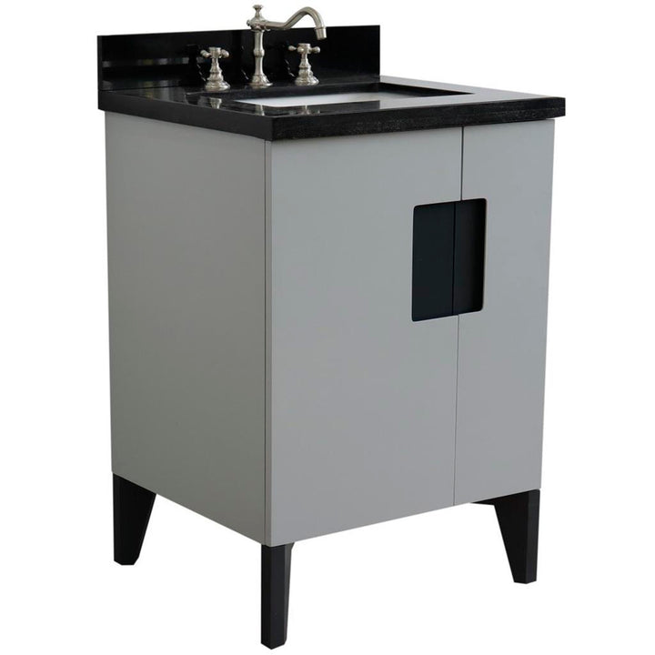 Bellaterra Home Kolb 25" Single Sink Vanity, Light Gray, Rectangle Sink, Black Galaxy Granite Top#top-options_black-galaxy-granite-top